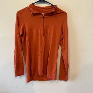 REI Co-op merino wool 185 long sleeve half zip base layer burnt orange top